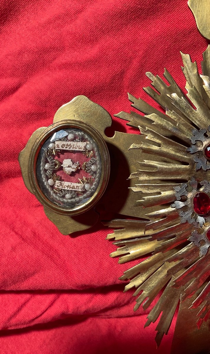 Monstrance - Reliquary Of The Holy Cross And Relics Of Saints/martyrs, Gilded Copper, 18th Century-photo-4