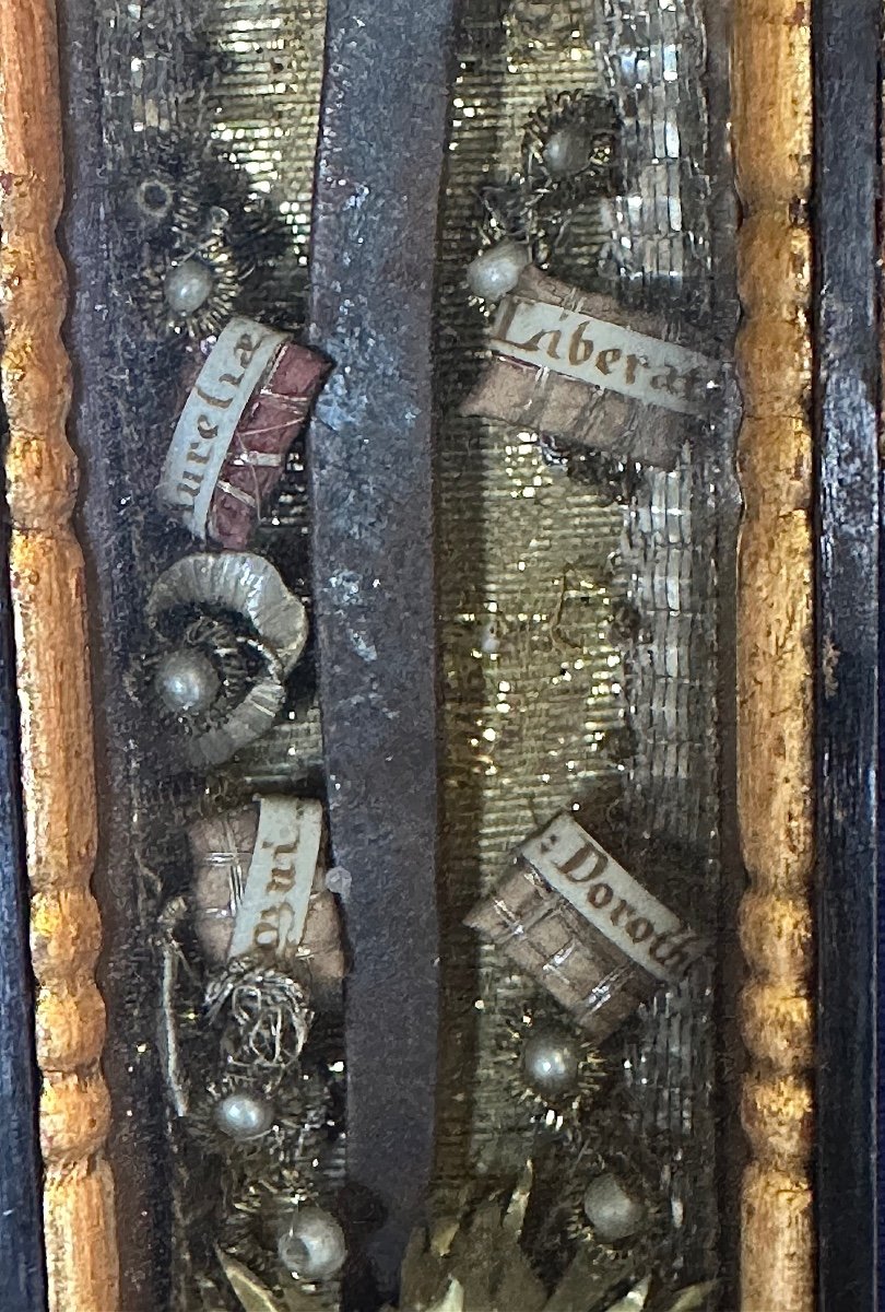 Wooden Cross-shaped Reliquary: The Holy Nail And Relics Of Saints, Austria 19th Century-photo-1