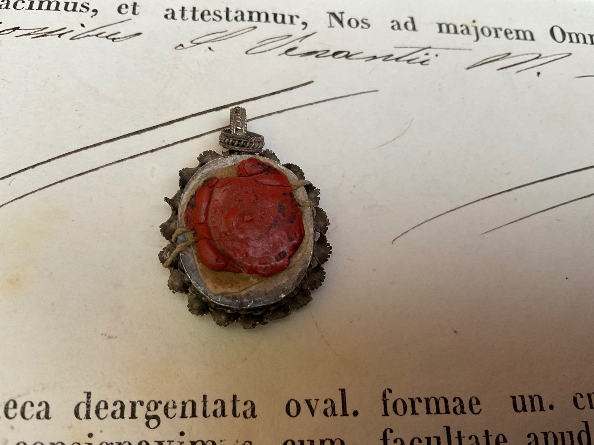 Capsule-reliquary (encolpion) Of Saint Venant Martyr And Authentic Episcopal Rome Anno1869-photo-2