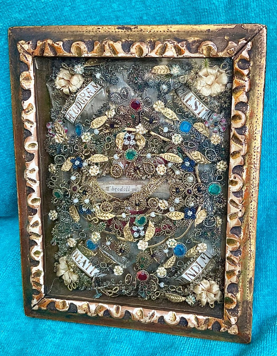 Frame - Reliquaries "ex Ossibus" Of Saints And Martyrs, Work Of Sisters, Tyrol XVIIIth