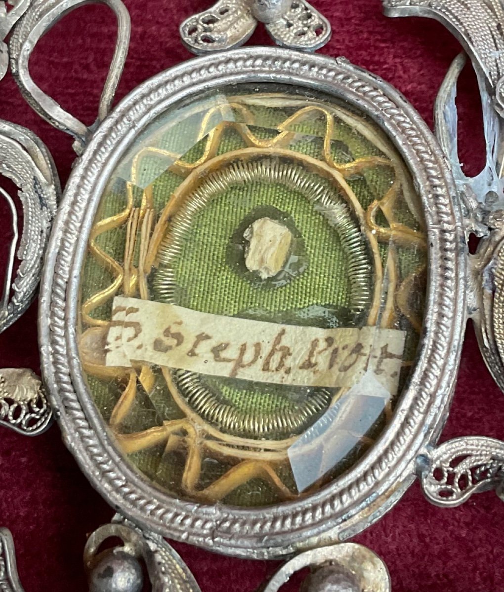 Capsule- Reliquaire En Argent„ S. Steph. Prott.“ : Saint StèphaneProtomartyr, Italie Fin XVIII-photo-2