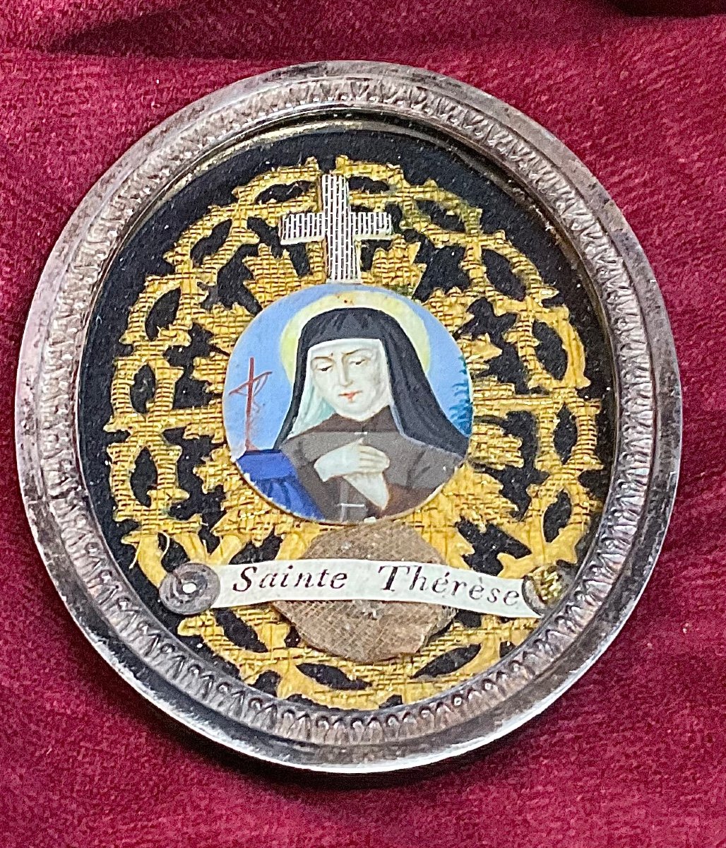 Capsule- Reliquary (silver) Of Saint Therese With Its Episcopal Authentic, Rome 1844-photo-3