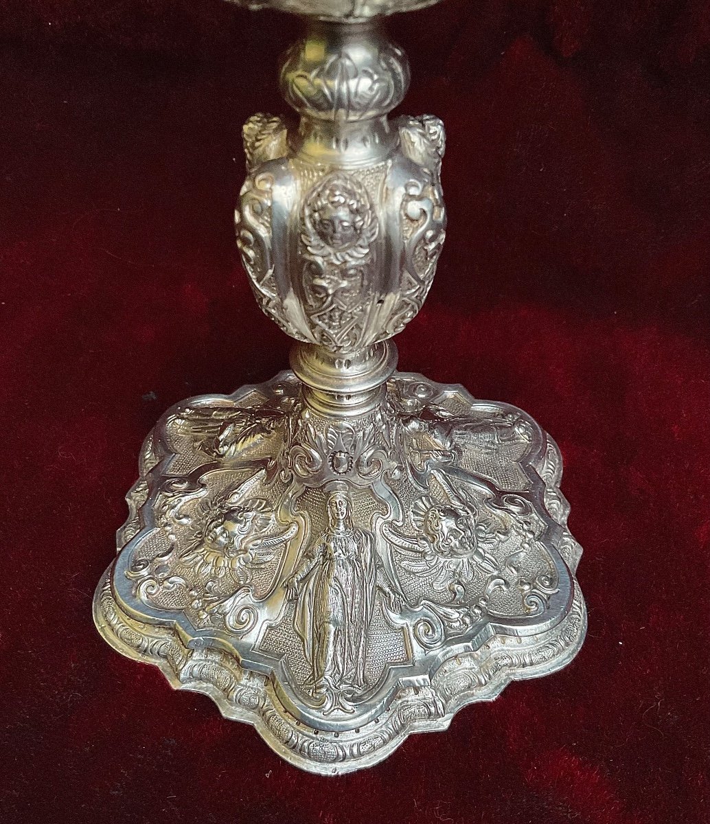 Calice D‘eucharistie  En Argent ,repoussé ,ciselé à Décor Renaissance, Italie Début XVIIIeme-photo-1