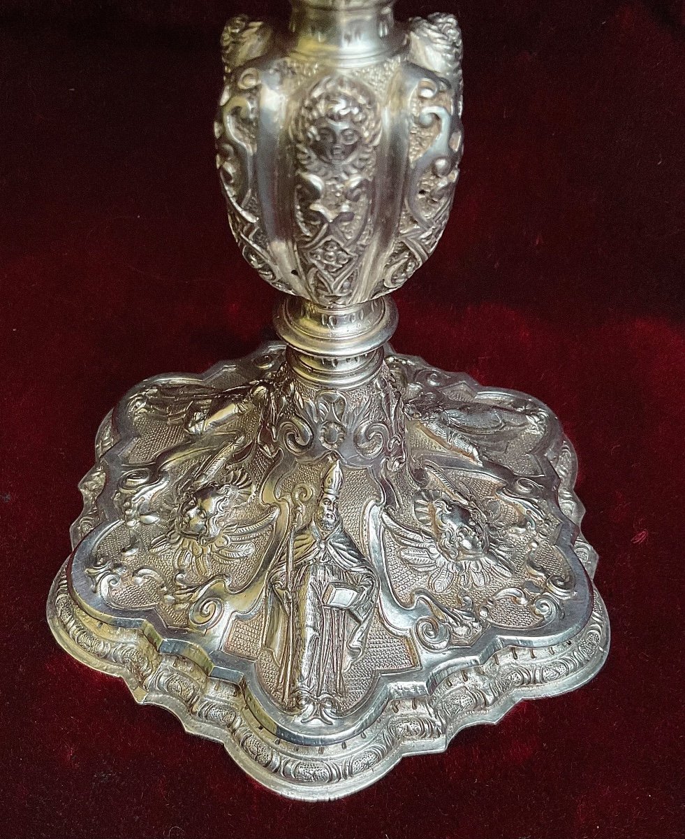 Calice D‘eucharistie  En Argent ,repoussé ,ciselé à Décor Renaissance, Italie Début XVIIIeme-photo-5