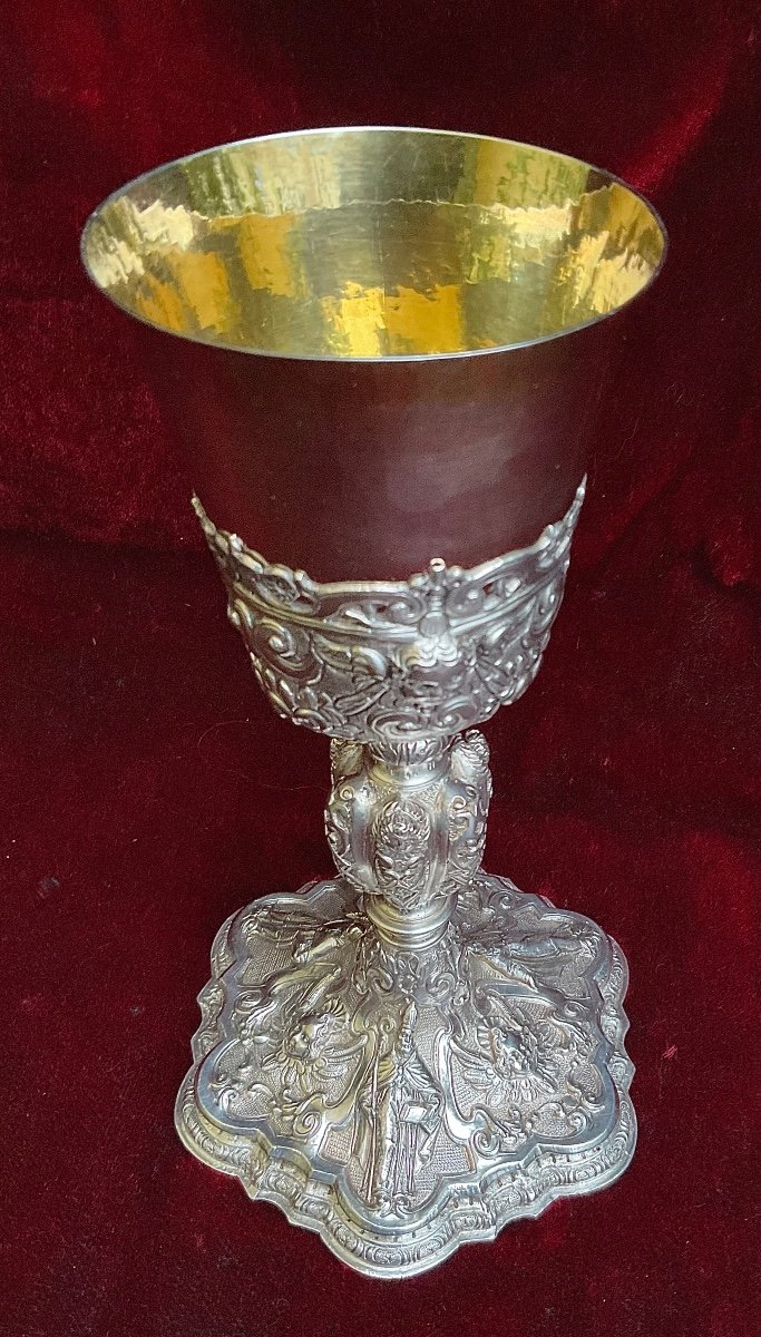 Calice D‘eucharistie  En Argent ,repoussé ,ciselé à Décor Renaissance, Italie Début XVIIIeme-photo-7