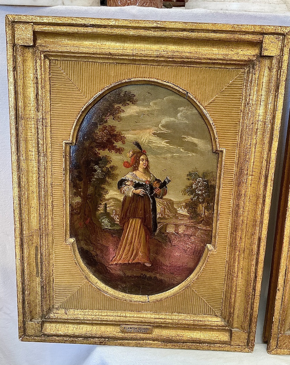 Deux Portrait : L’homme Et Femme En Costume De Nobles, École  Flamande, XVIIe-photo-2