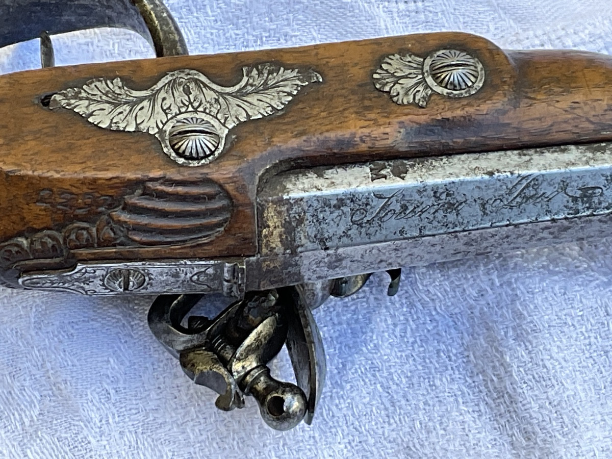 An Officer's Flintlock Travel Pistol "le Page à Paris" From The Empire Period -photo-5