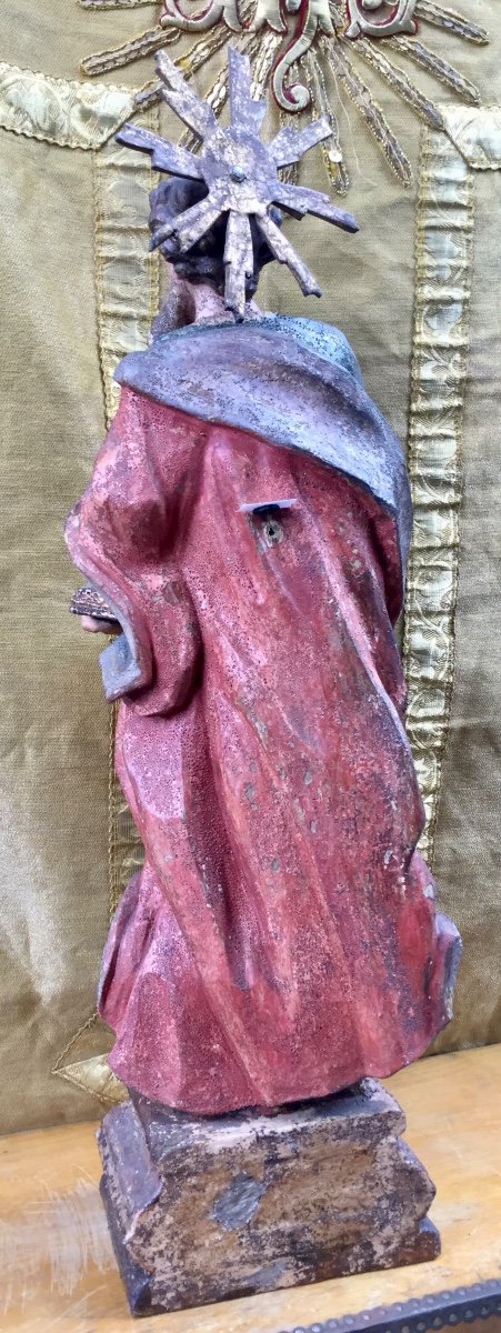 Saint Mark Evangelist, Carved And Polychromed Wood, Tirol XVIIIth Century-photo-4