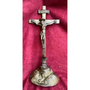 Jesus Christ Crucified, The Mourning Virgin Kissing The Cross, In Bronze Circa 1600