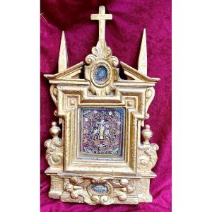 Reliquary -frame (relics Of Saints) , Carved Wood, Gilded, Italy, Late 17th Century