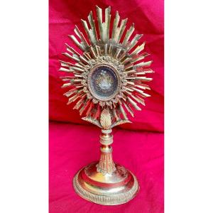 Monstrance - Reliquaire „ S. Elisab.R.H.V.» ( Elisabeth Reine De Hongrie), Cuivre Doré ,XVIII