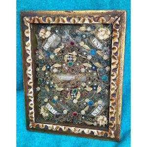 Frame - Reliquaries "ex Ossibus" Of Saints And Martyrs, Work Of Sisters, Tyrol XVIIIth