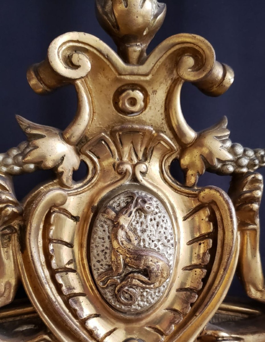 Miroir de cheminée d'époque Napoléon III à décor de dragons - XIX° -  150 x 86 cm-photo-4