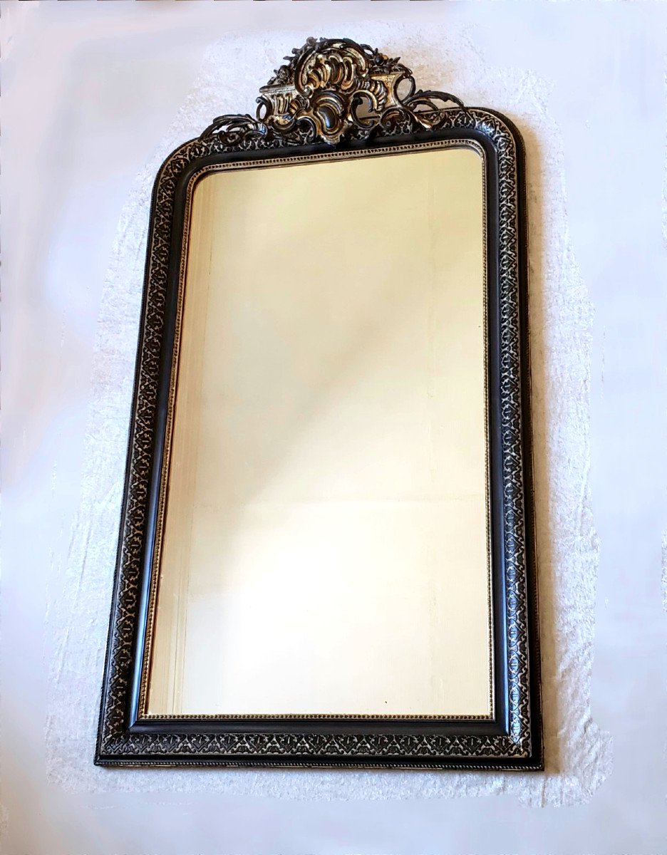 Napoleon III Black And Gold Fireplace Mirror