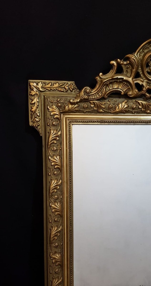 Fireplace Mirror Wood And Golden Stucco 125 X 80 Cm. Late 19th Century-photo-4