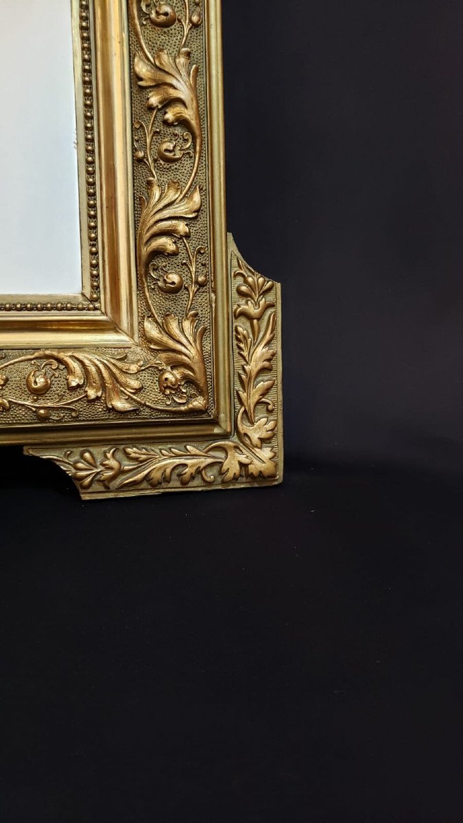 Miroir De Cheminée Bois Et Stuc Doré 125 X 80 Cm. Fin XIX°-photo-3