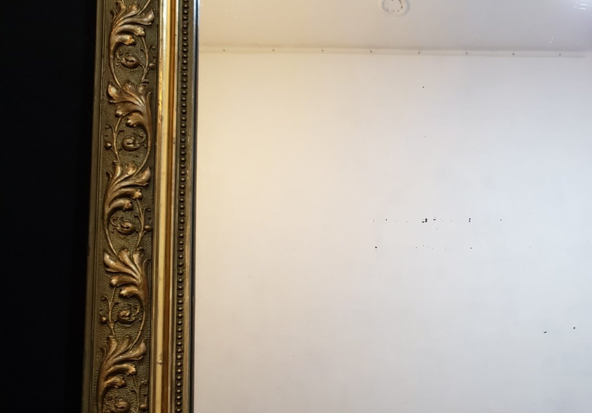 Miroir De Cheminée Bois Et Stuc Doré 125 X 80 Cm. Fin XIX°-photo-4