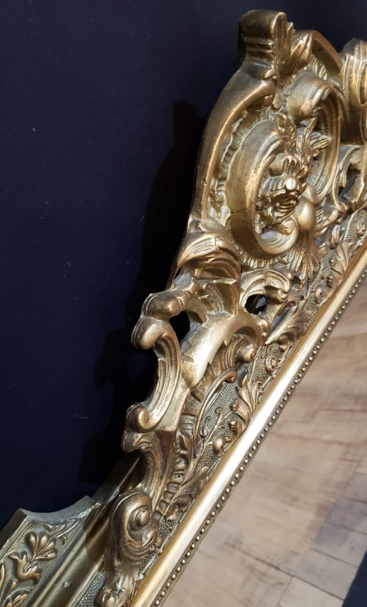 Fireplace Mirror Wood And Golden Stucco 125 X 80 Cm. Late 19th Century-photo-6