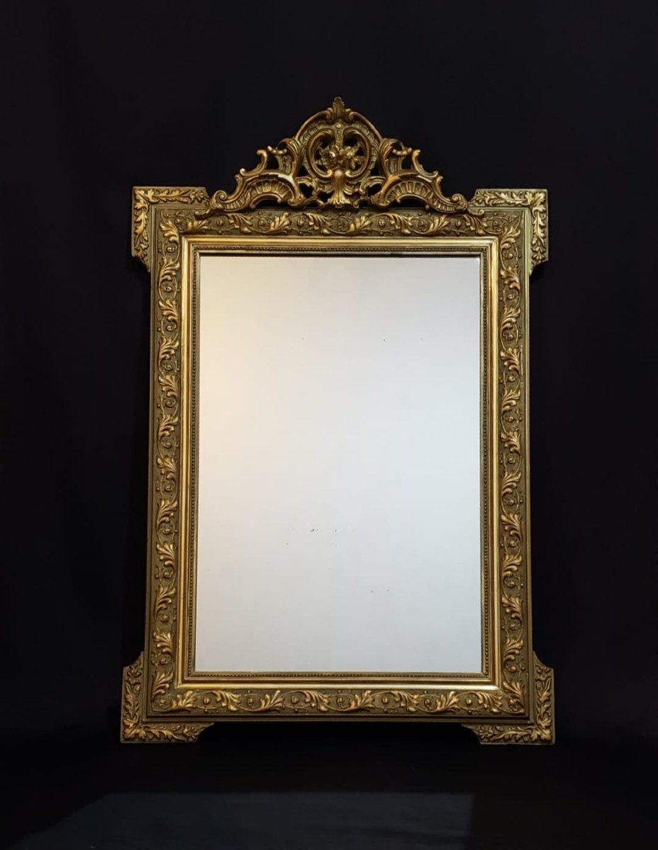 Miroir De Cheminée Bois Et Stuc Doré 125 X 80 Cm. Fin XIX°