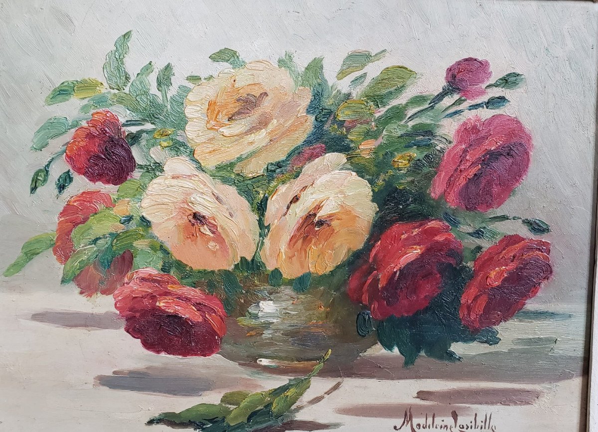 Paire de bouquets de fleurs - Madeleine Lasibille n&eacute;e en 1879-photo-3