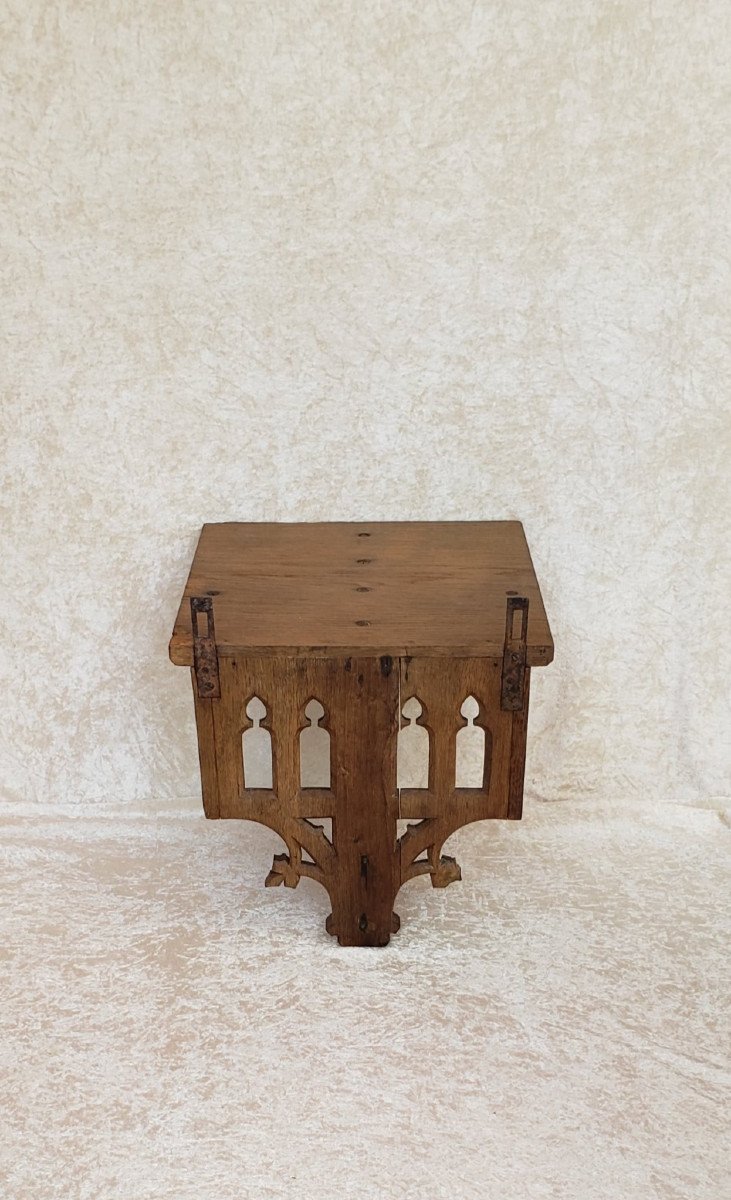 Gothic Oak Console 19th Century-photo-6