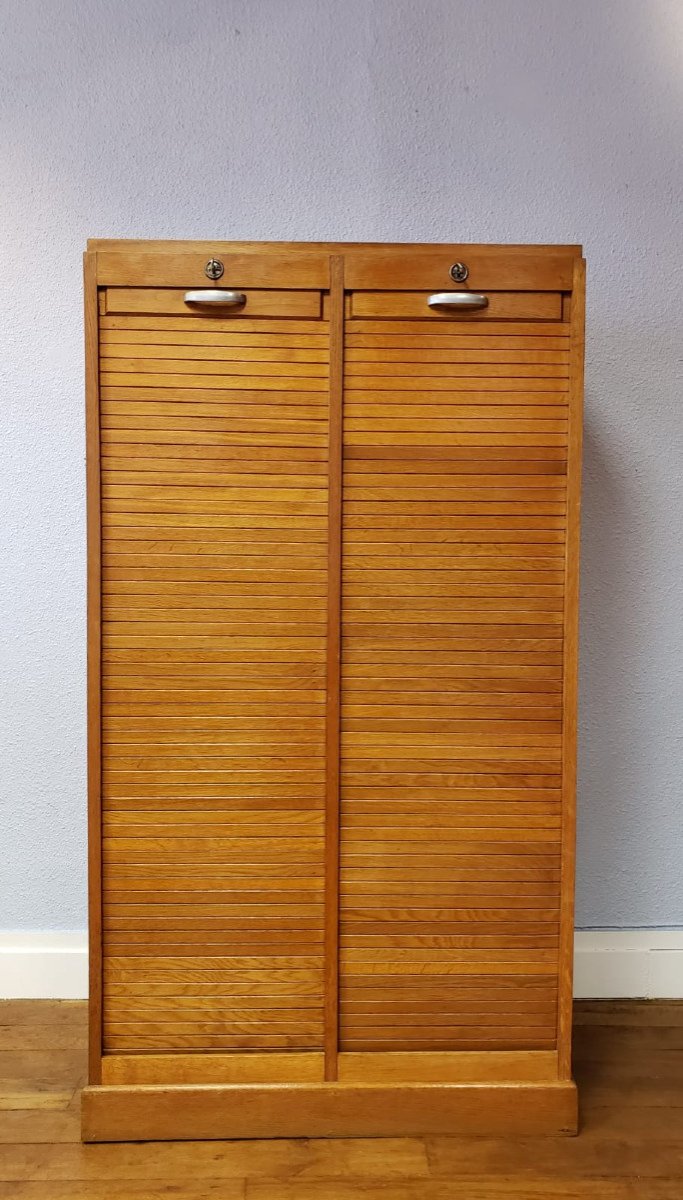 Light Oak Curtain Filing Cabinet.-photo-2