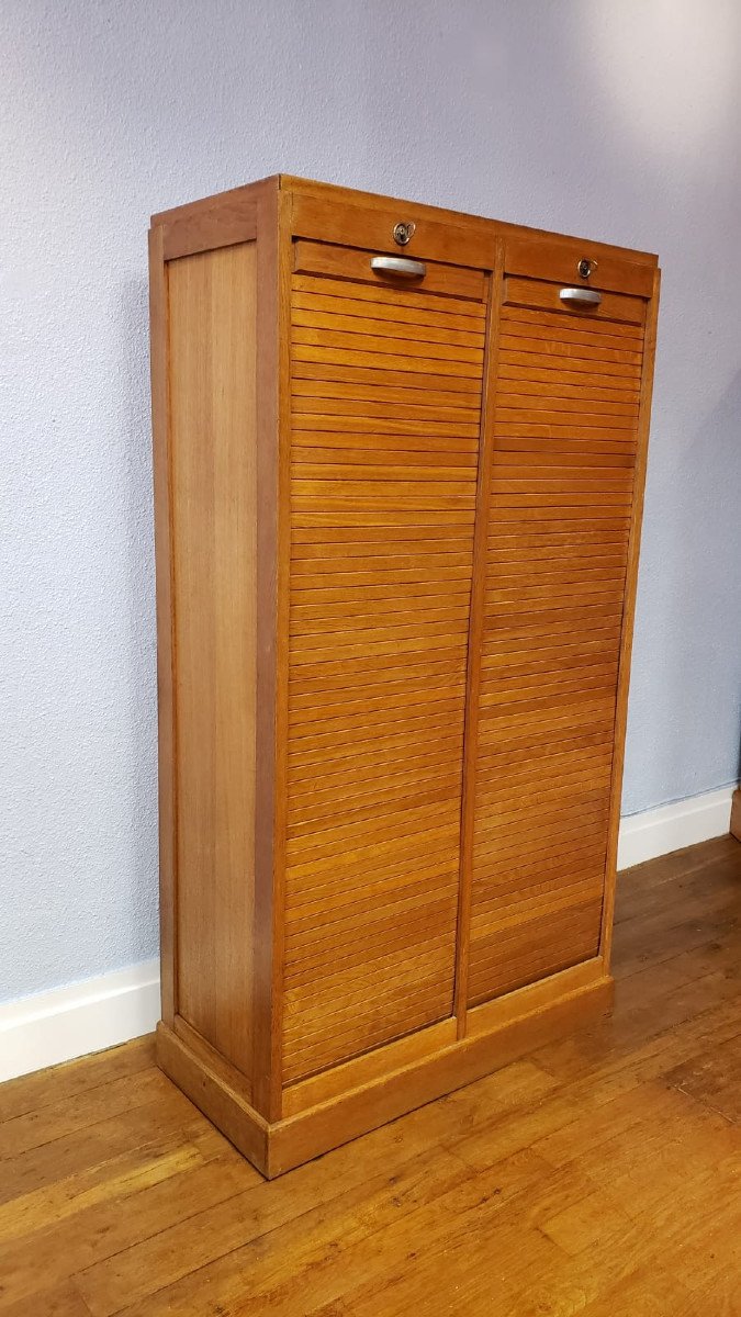 Light Oak Curtain Filing Cabinet.-photo-1