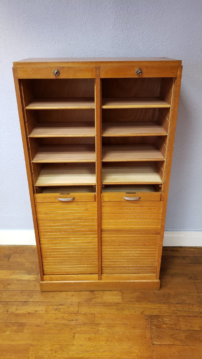 Light Oak Curtain Filing Cabinet.-photo-5