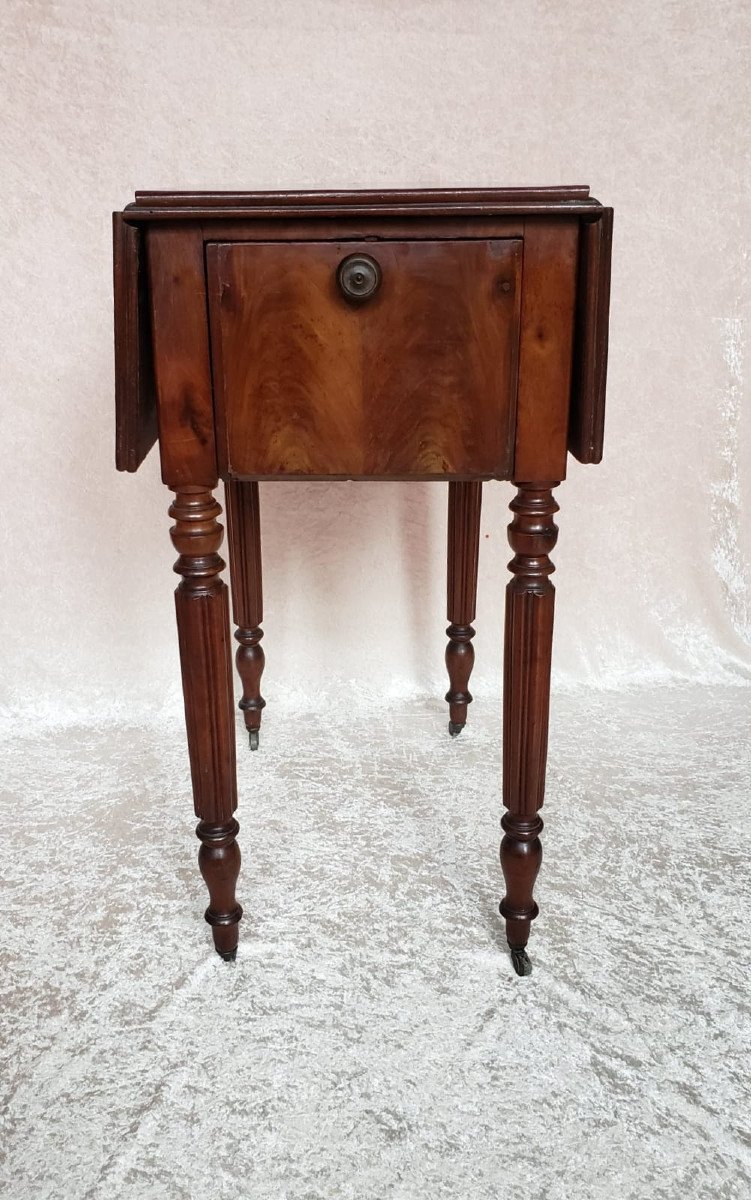 Louis Philippe Mahogany Bedside Table With Flaps, 19th Century-photo-4