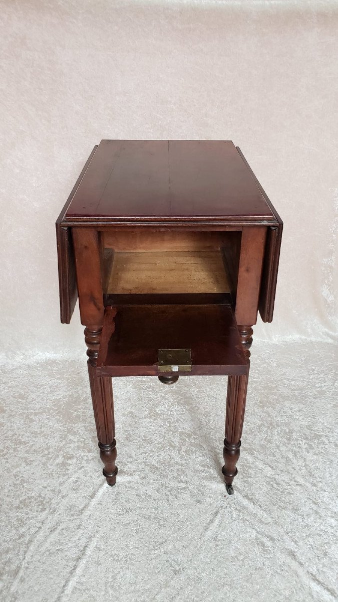 Louis Philippe Mahogany Bedside Table With Flaps, 19th Century-photo-1