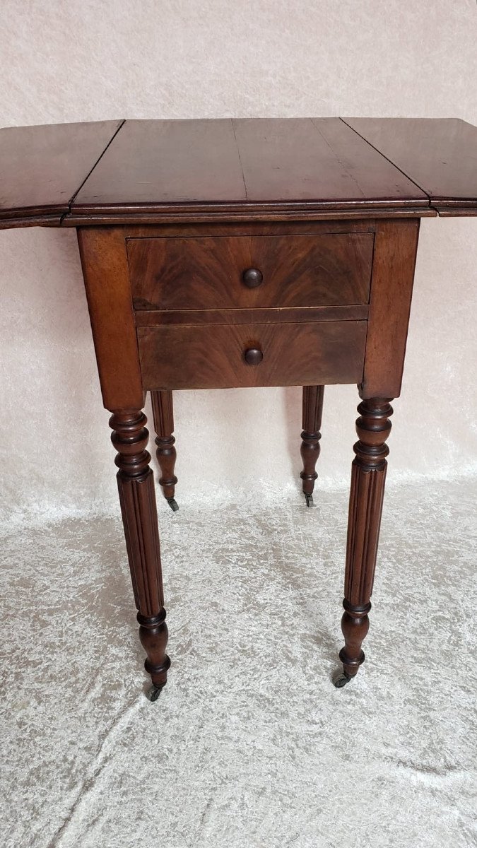 Louis Philippe Mahogany Bedside Table With Flaps, 19th Century-photo-3