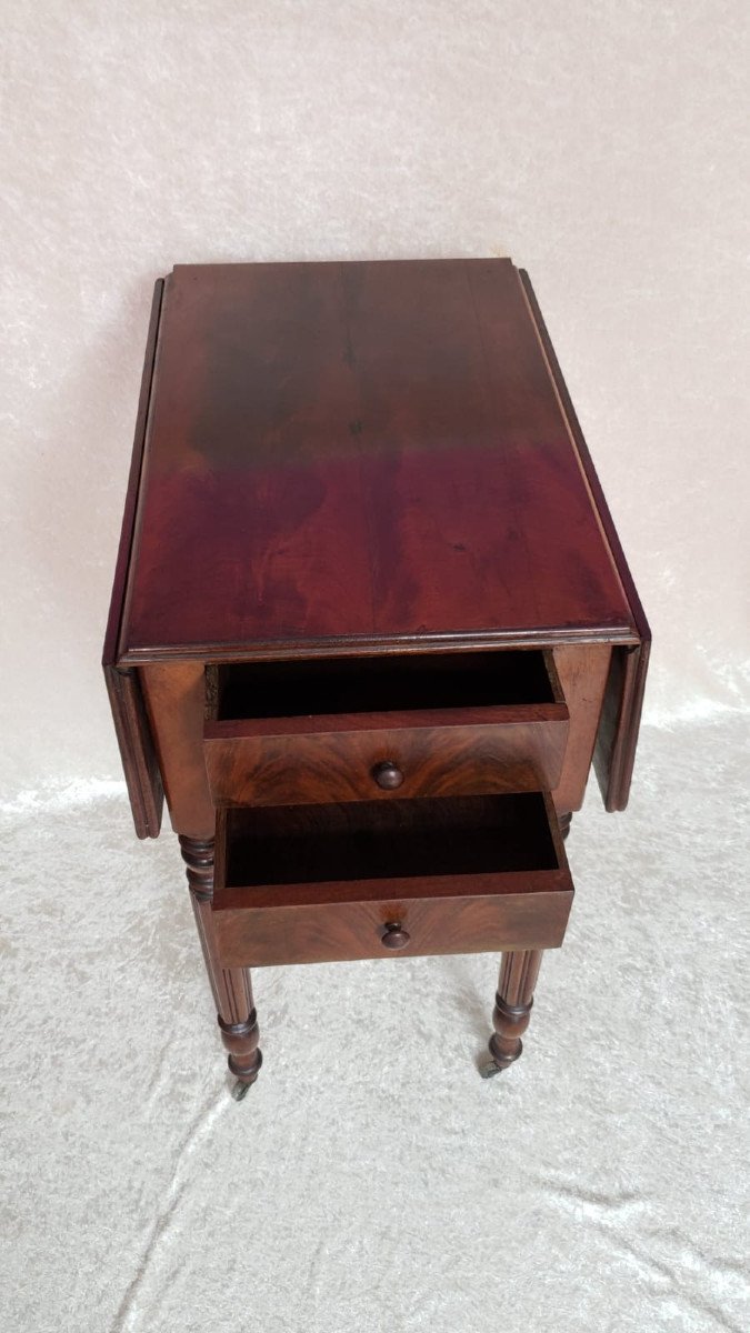 Louis Philippe Mahogany Bedside Table With Flaps, 19th Century-photo-4