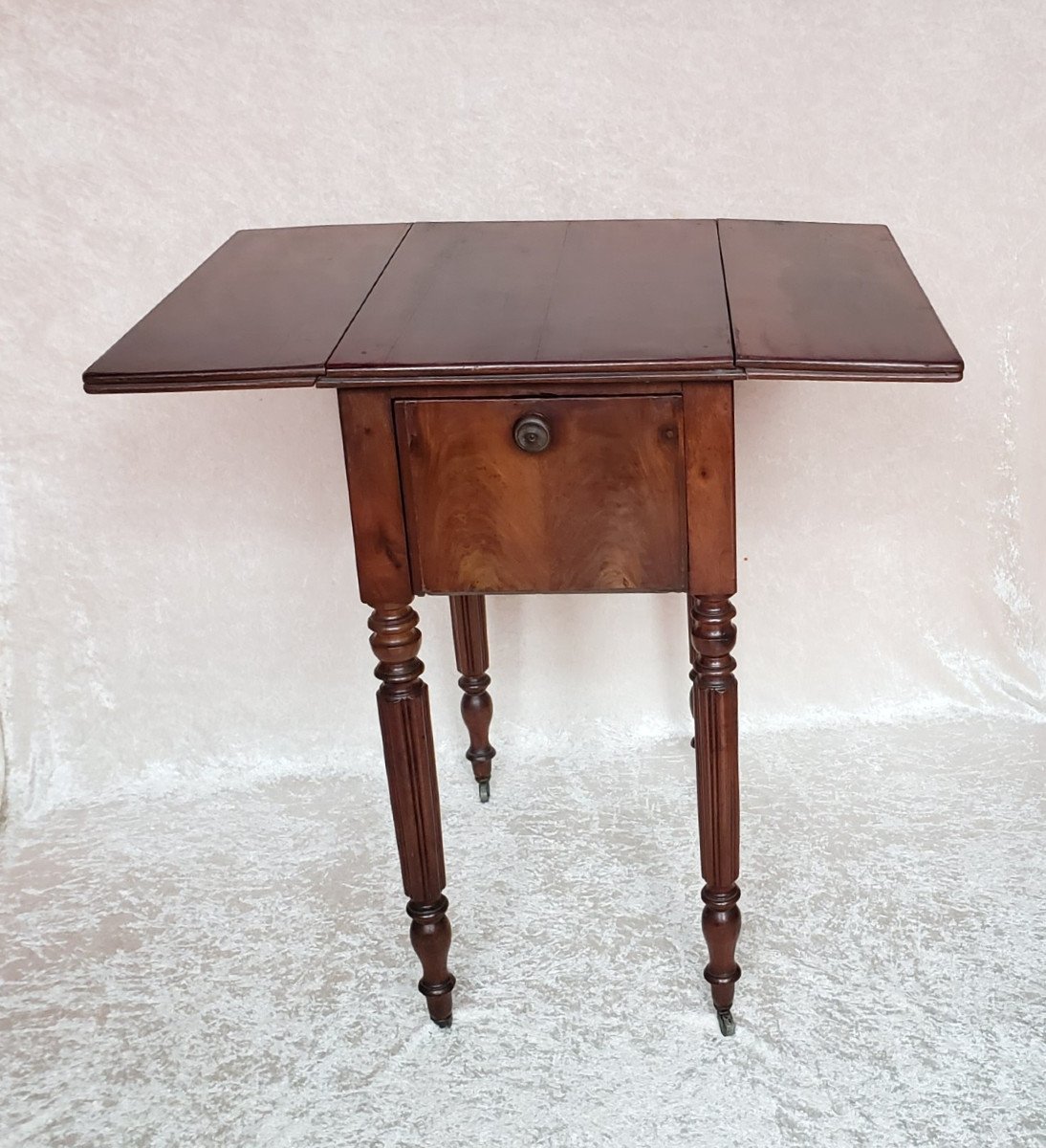 Louis Philippe Mahogany Bedside Table With Flaps, 19th Century-photo-5