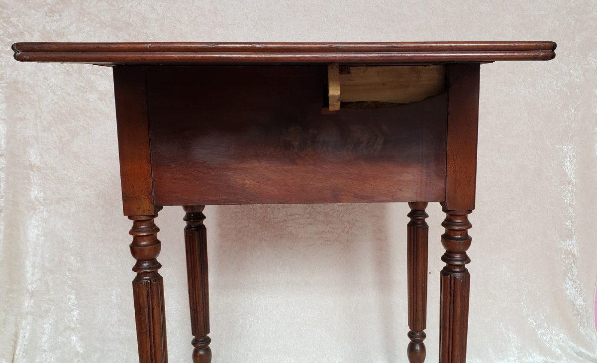 Louis Philippe Mahogany Bedside Table With Flaps, 19th Century-photo-6