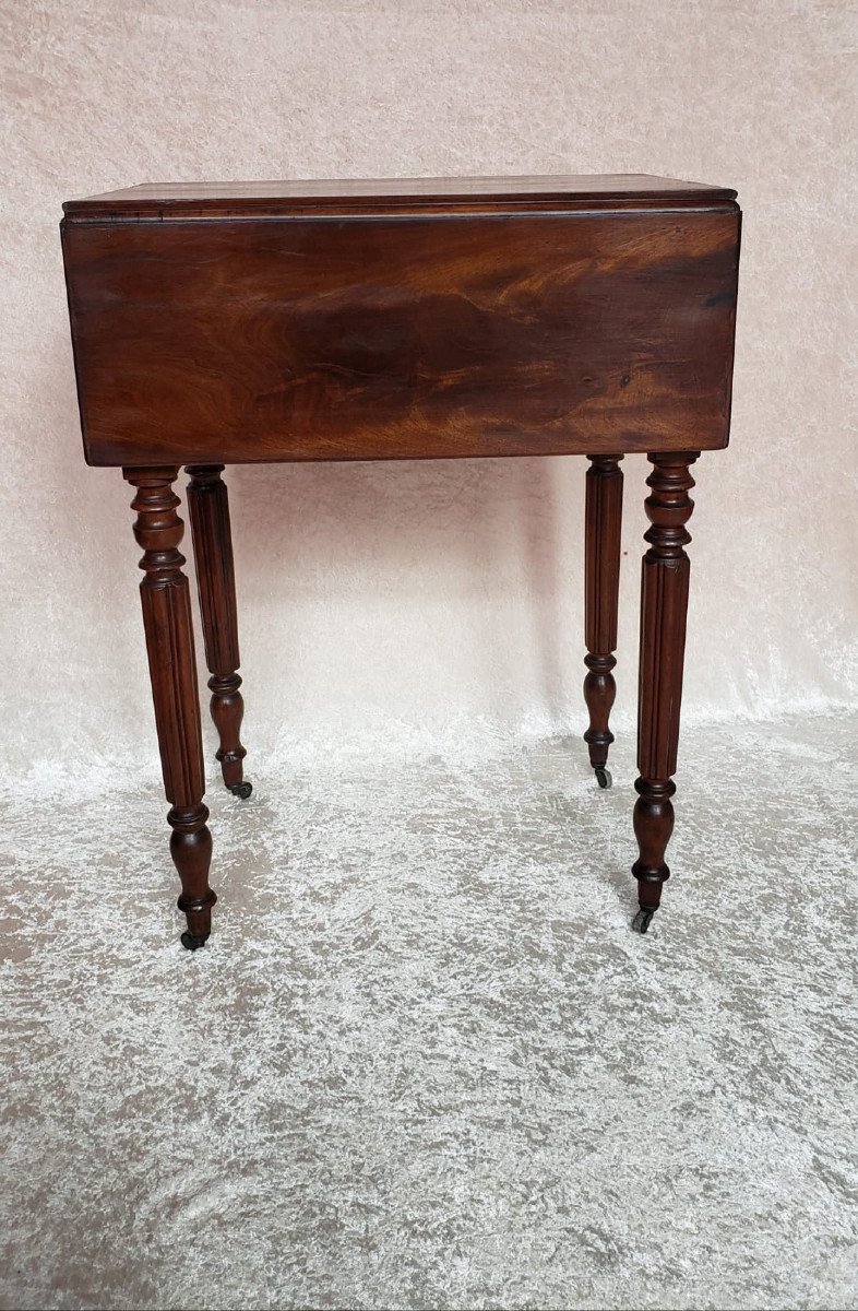 Louis Philippe Mahogany Bedside Table With Flaps, 19th Century-photo-7