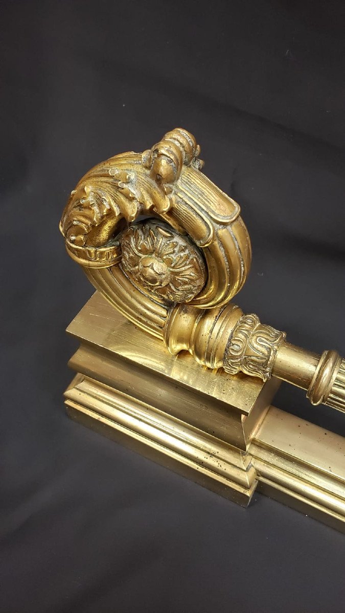 Empire Period Gilt Bronze Adjustable Fire Bar-photo-3