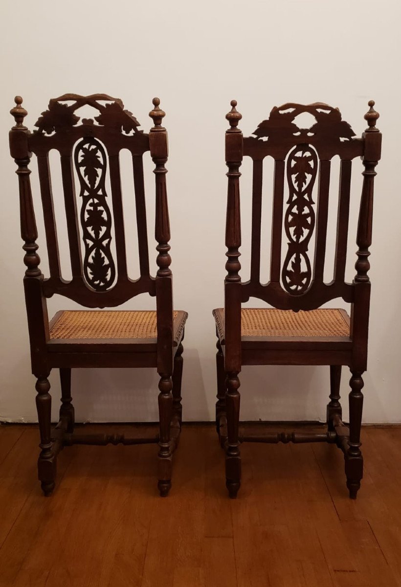 Pair Of Neo-gothic Caned Chairs From The 19th Century-photo-1