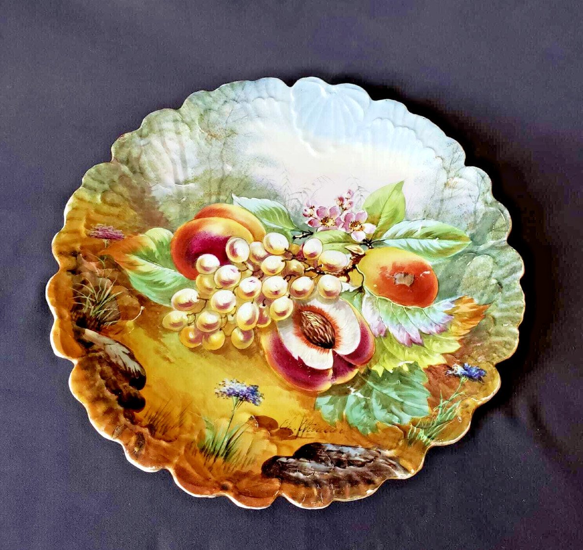 Hand-painted Limoges Dish Signed Ch. Thuiller