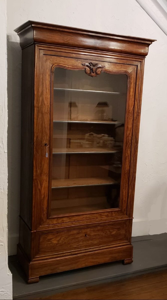 Louis-philippe Walnut Library Display Case, 19th Century-photo-2