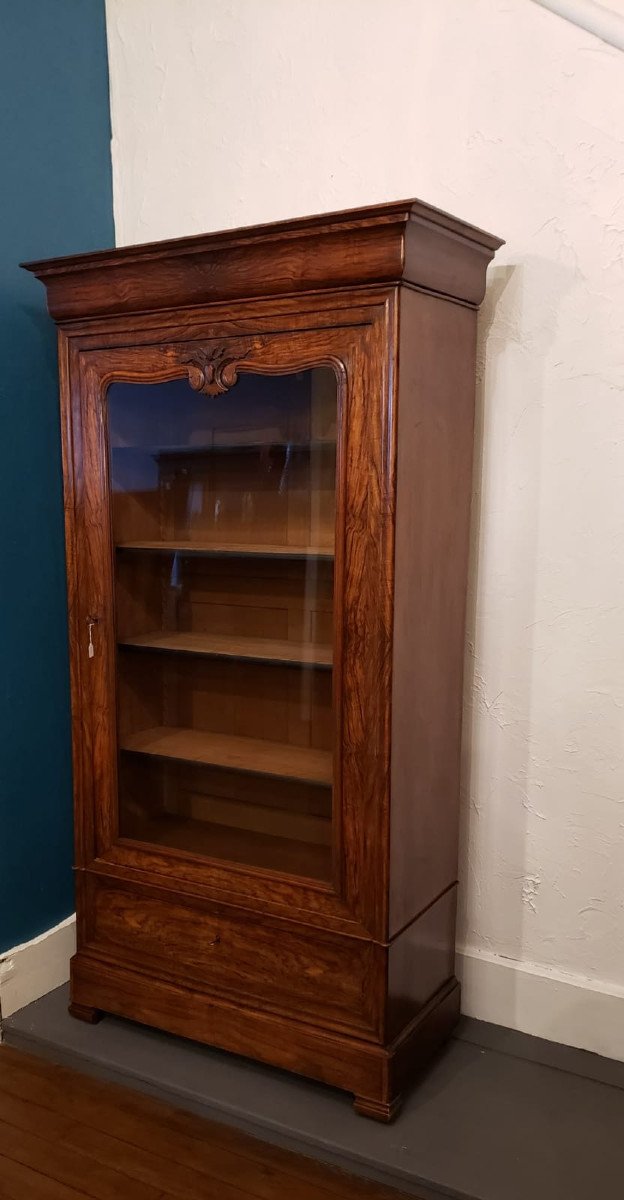 Louis-philippe Walnut Library Display Case, 19th Century-photo-3