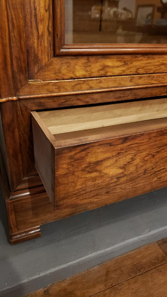 Louis-philippe Walnut Library Display Case, 19th Century-photo-5