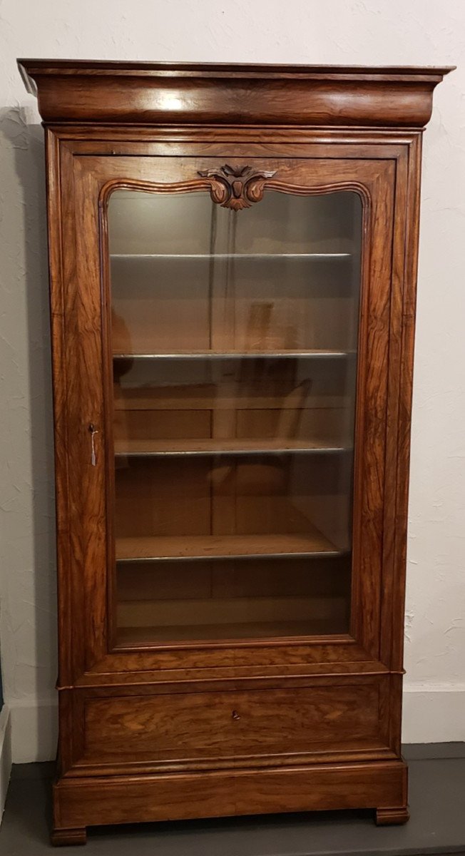 Louis-philippe Walnut Library Display Case, 19th Century