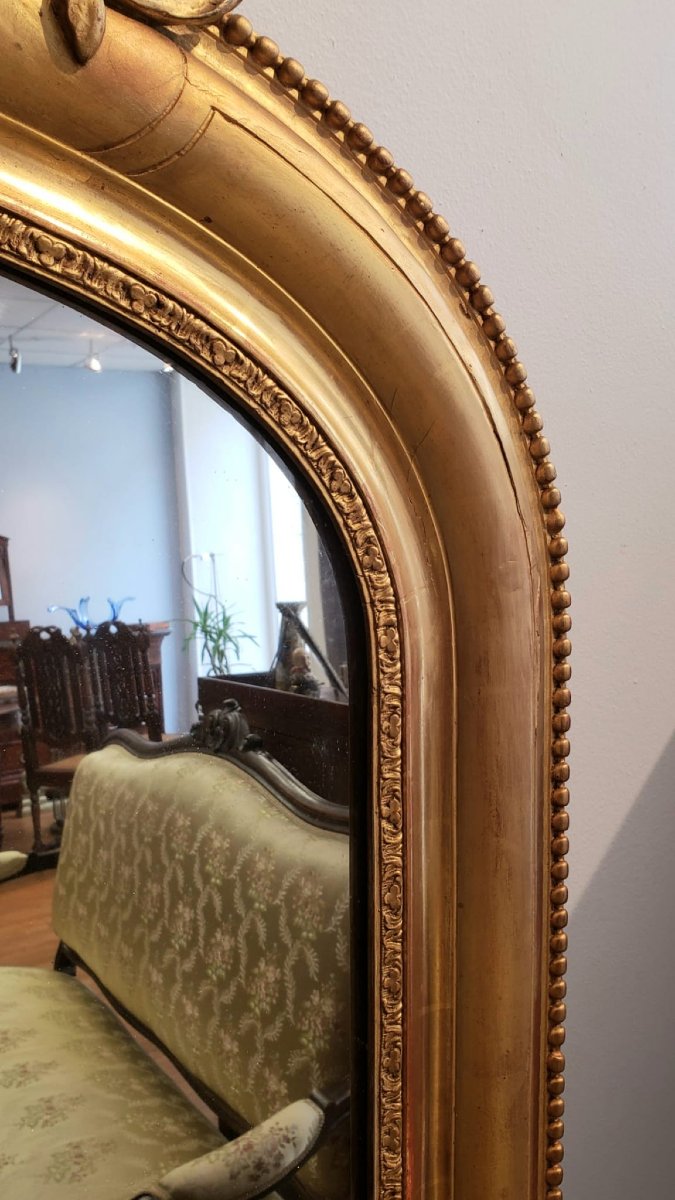 Gilded Fireplace Mirror - Napoleon III - 19th Century - 172 X 112 Cm-photo-5