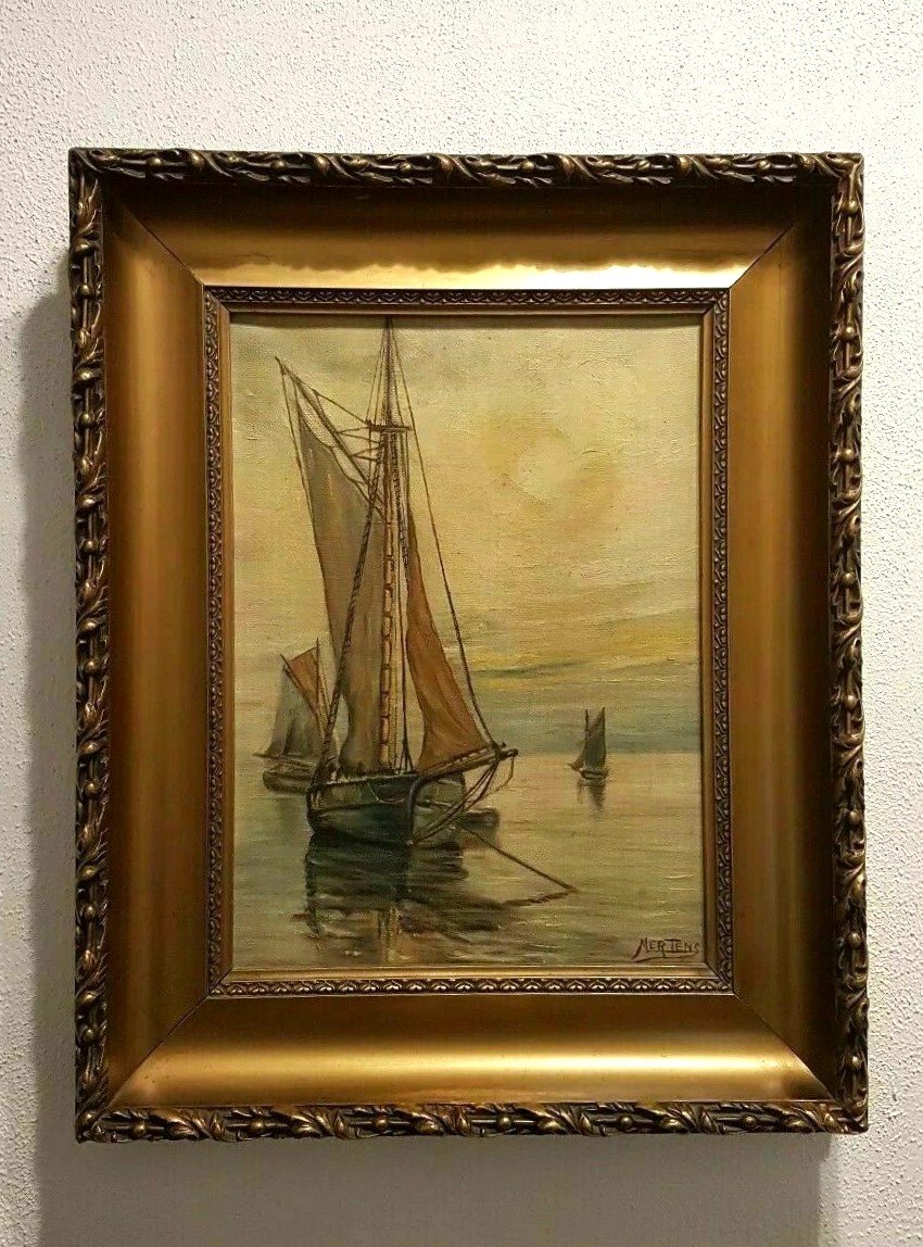 Marine - Oil On Canvas Early Twentieth Signed Jean Mertens (1874-1947) - Belgian School.