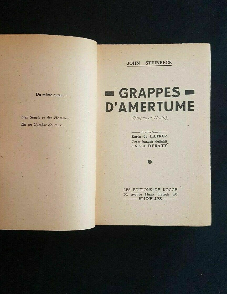 John Steinbeck - The Grapes Of Wrath (grappes d'Amertume) - De Kogge 1942 - Première édition-photo-4