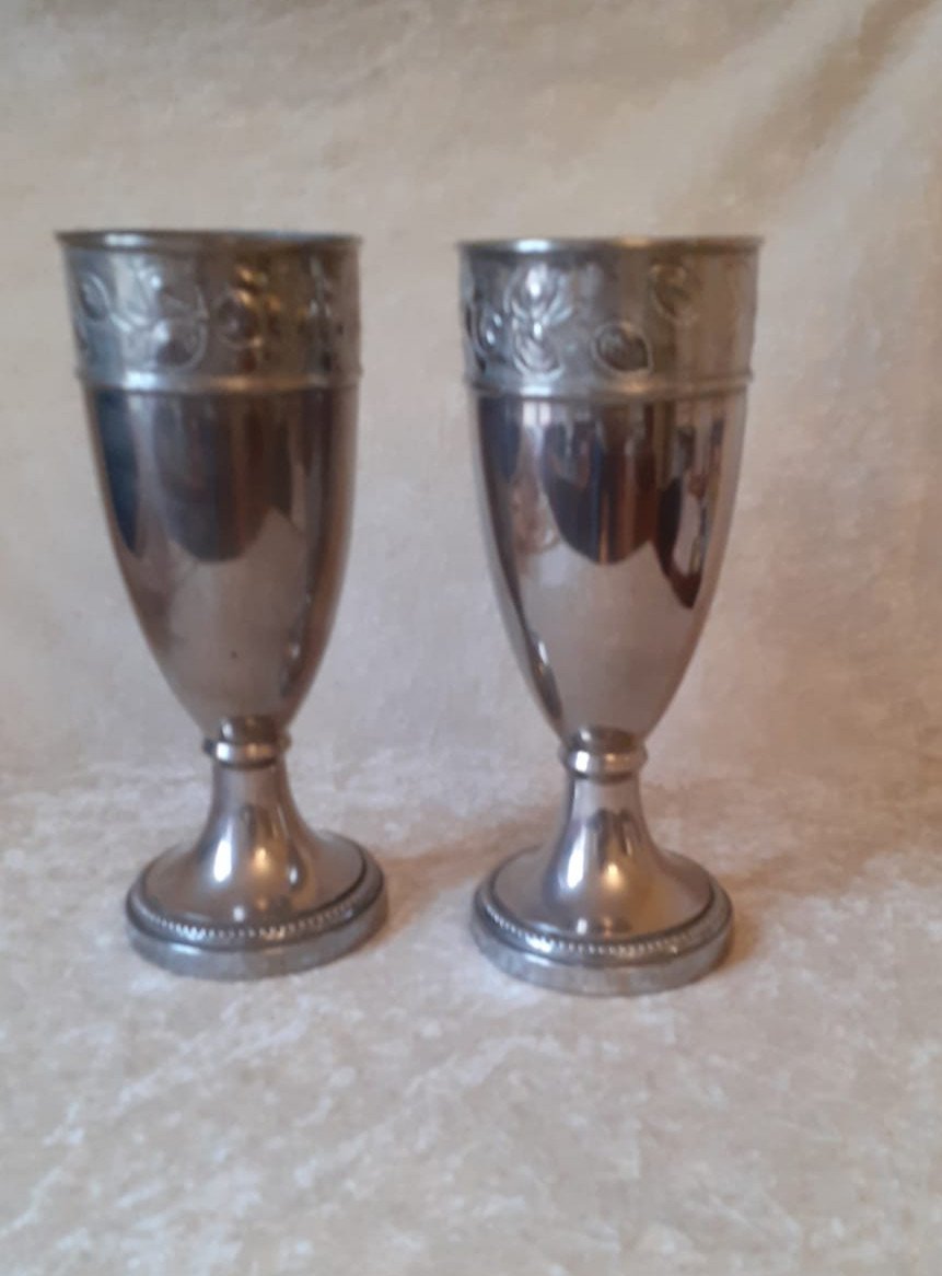 Pair Of Art Deco Period Vases In Silver Metal.-photo-2