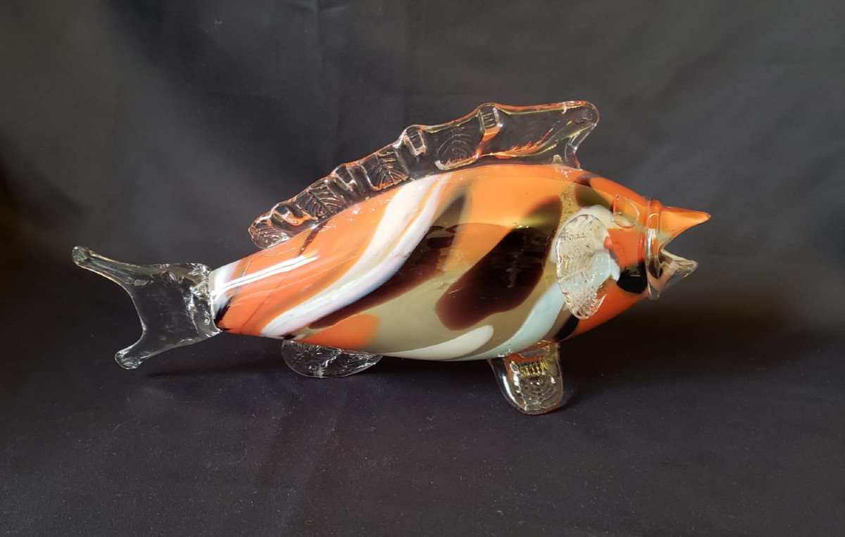 Murano Glass Fish 1960 - Large Model Of 38 Cm.-photo-4