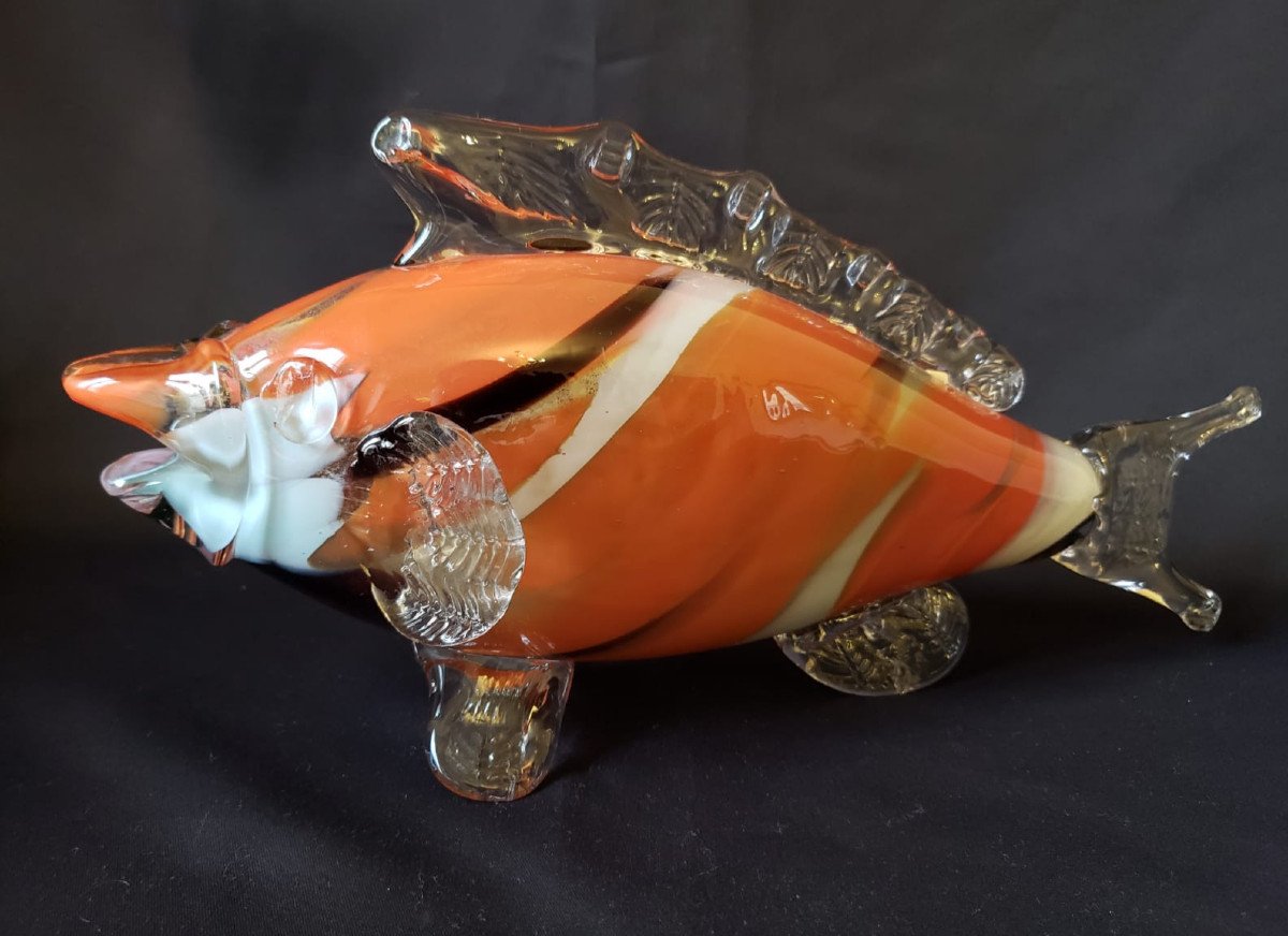 Poisson en verre de Murano 1960  - Grand modèle de 38 cm .-photo-1