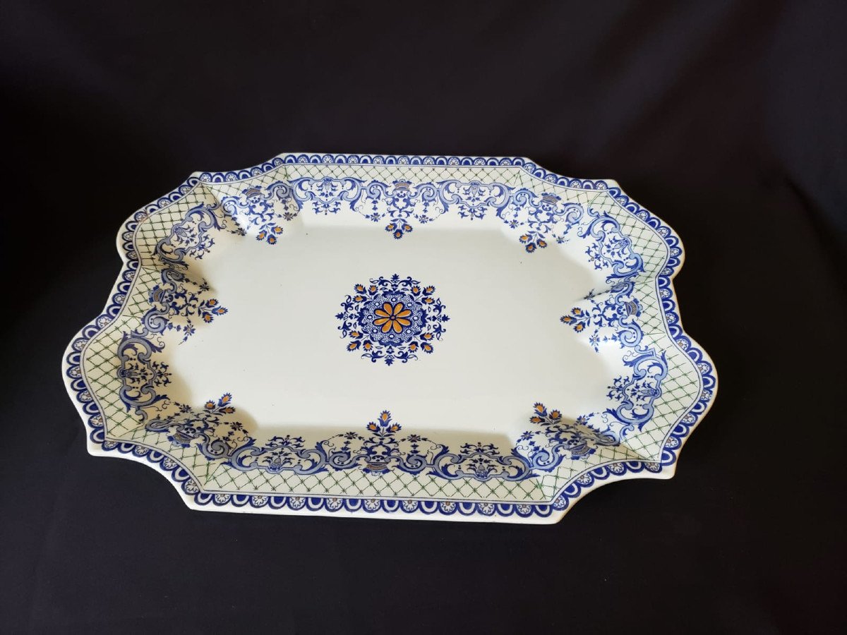 Large Vegetable Dish With Its Presentation Tray In Gien. 1938-photo-4