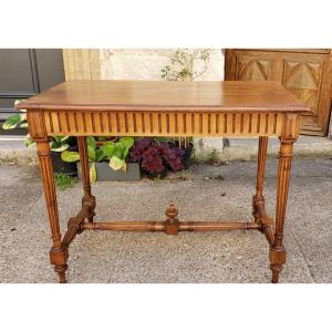 Desk Table In Solid Walnut Late 19th Century